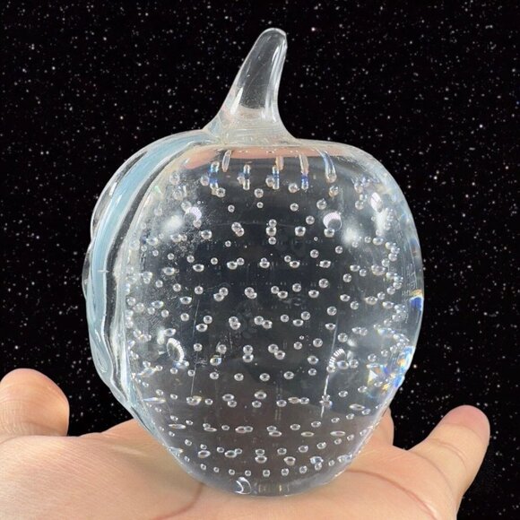 Vintage Gibson Clear Heavy Apple Fruit Figurine With Bullicante Small Bubbles - Picture 3 of 12